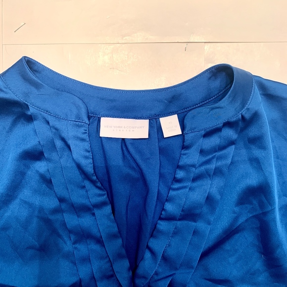 New York & Co. Blue Silky Blouse - Picture 3 of 6